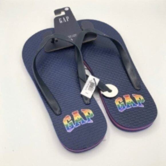 Gap Men's Summer Rainbow Colors Gap Logo  Flip-flops Size 10-11 - Picture 3 of 8
